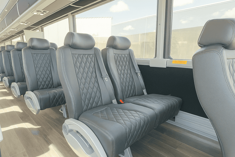 interior of Georgetown Minibus Company charter bus